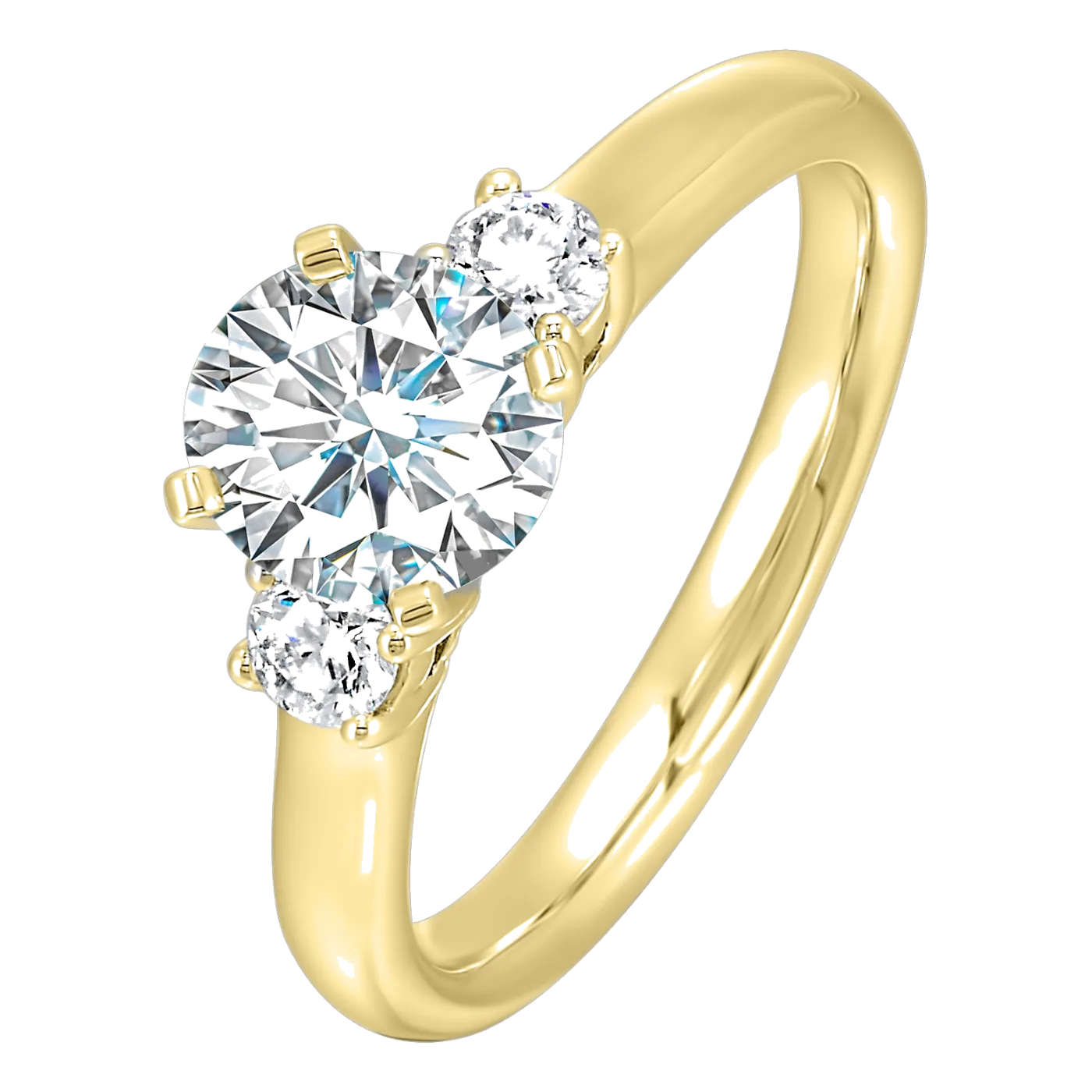 14Kt Yellow Gold Diamond 1/4Ctw 3 Stone Engagement Ring view 2