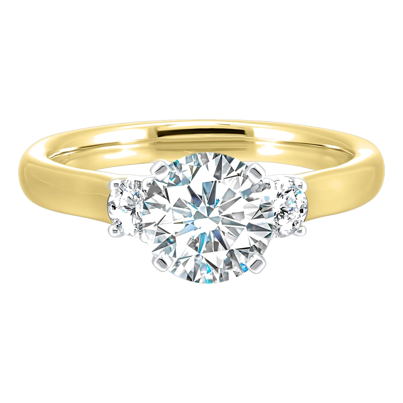 14Kt Yellow Gold Diamond 1/4Ctw 3 Stone Engagement Ring