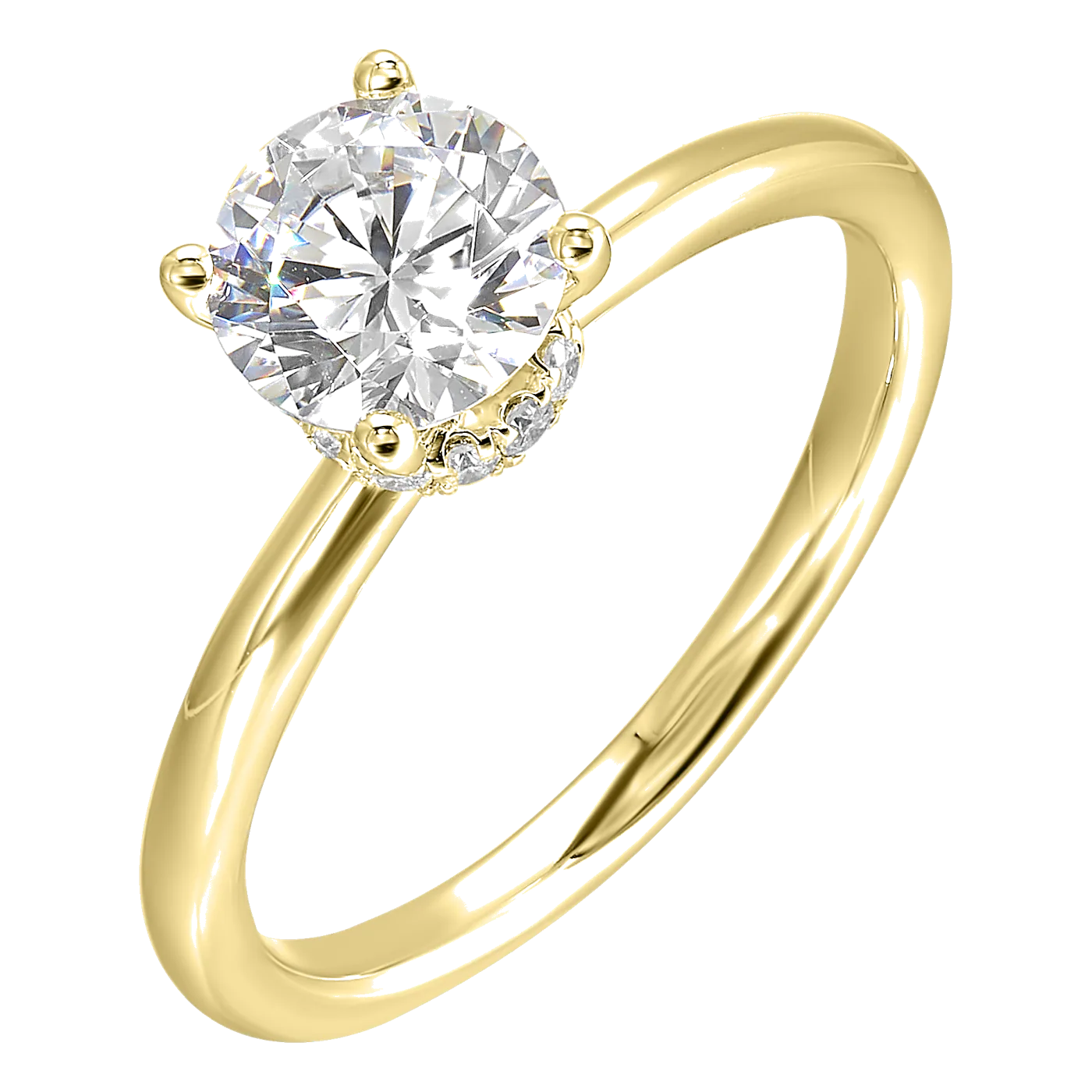 14Kt Yellow Gold Diamond 1/10Ctw Hidden Halo Engagement Ring view 2