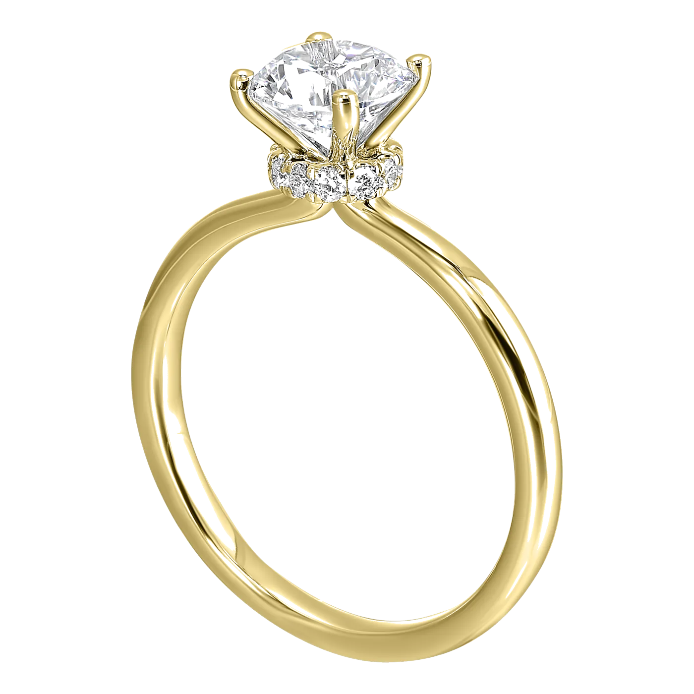 14Kt Yellow Gold Diamond 1/10Ctw Hidden Halo Engagement Ring view 3
