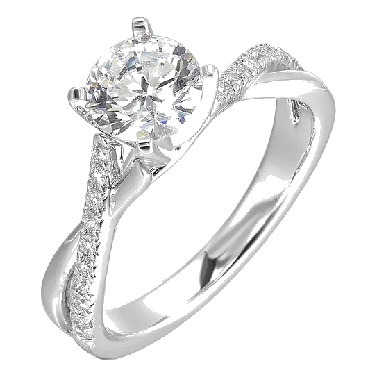 14Kt White Gold Diamond 1/8Ctw Twist Engagement Ring