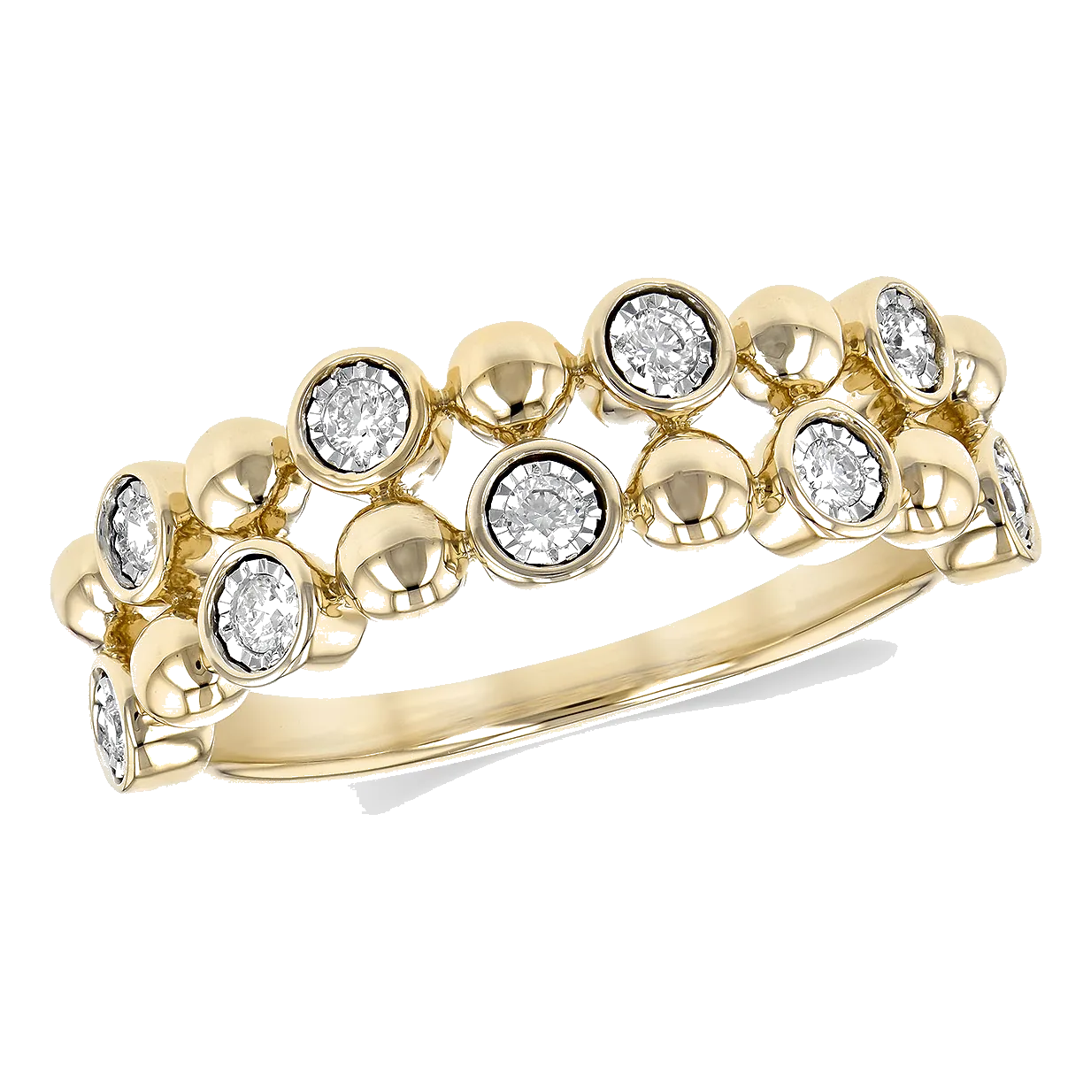 14Kt Yellow Gold Diamond 1/6Ctw Contemporary Fashion Ring