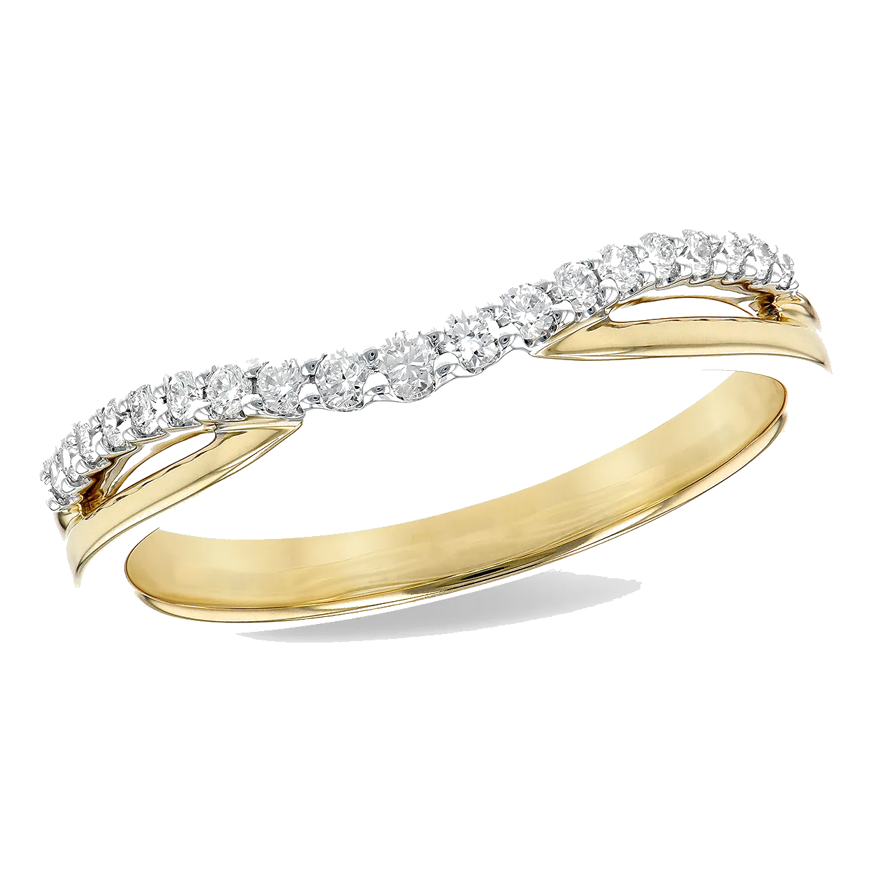 14Kt Two-Tone Diamond 1/6Ctw Curved Channel Wedding Band