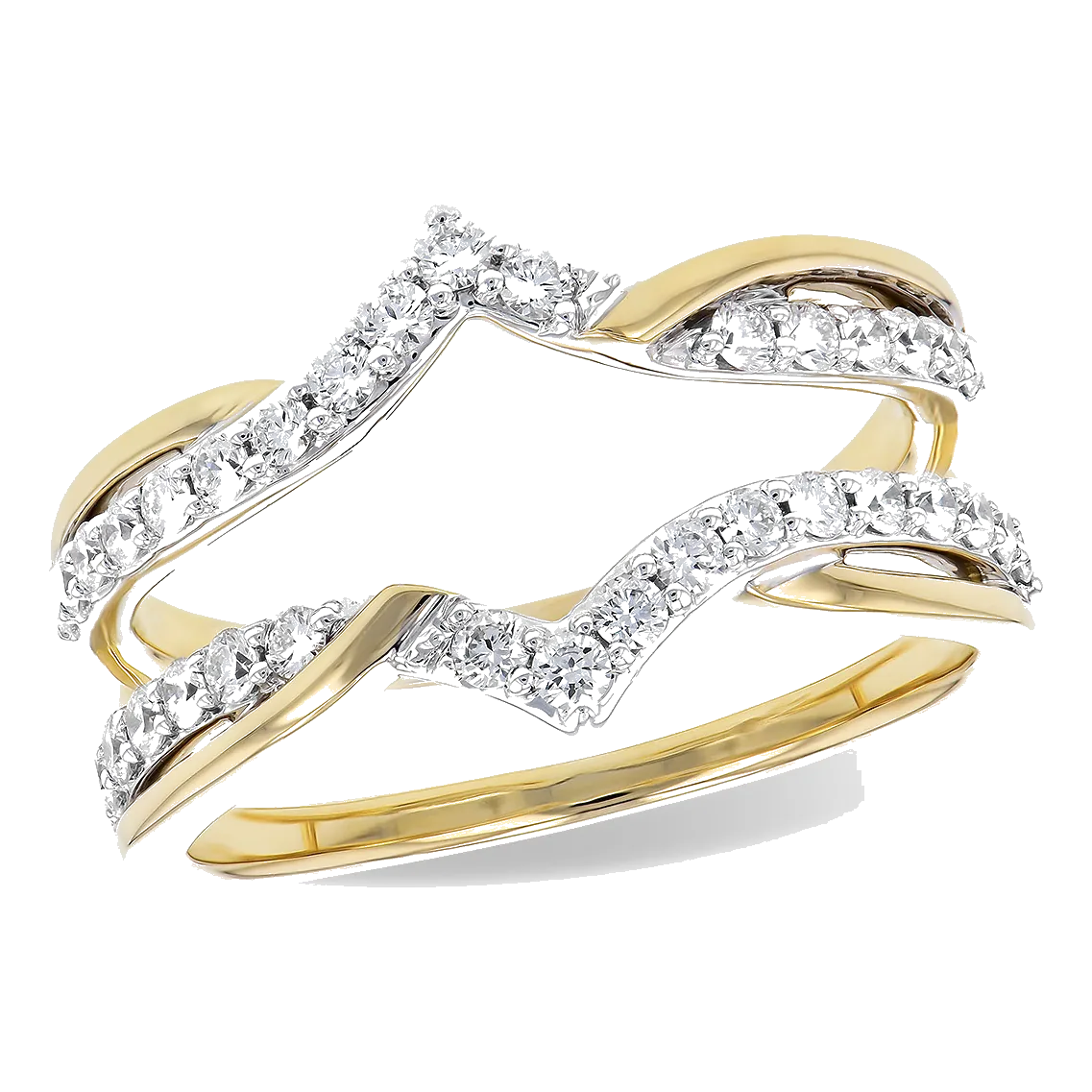 14Kt Two-Tone Diamond 1/2Ctw Ring Guard Wedding Band