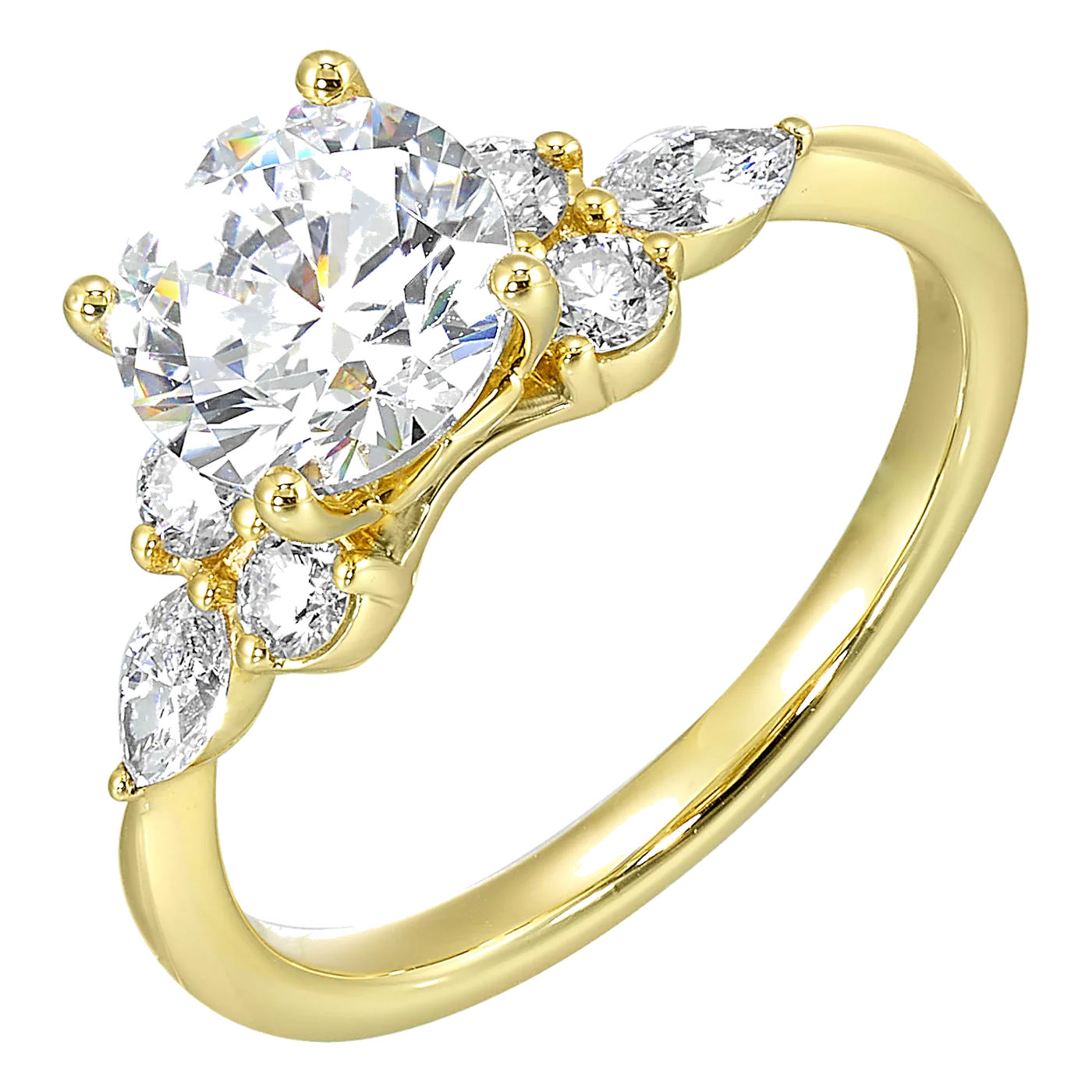 14Kt Yellow Gold Diamond 5/8Ctw Engagement Ring view 2