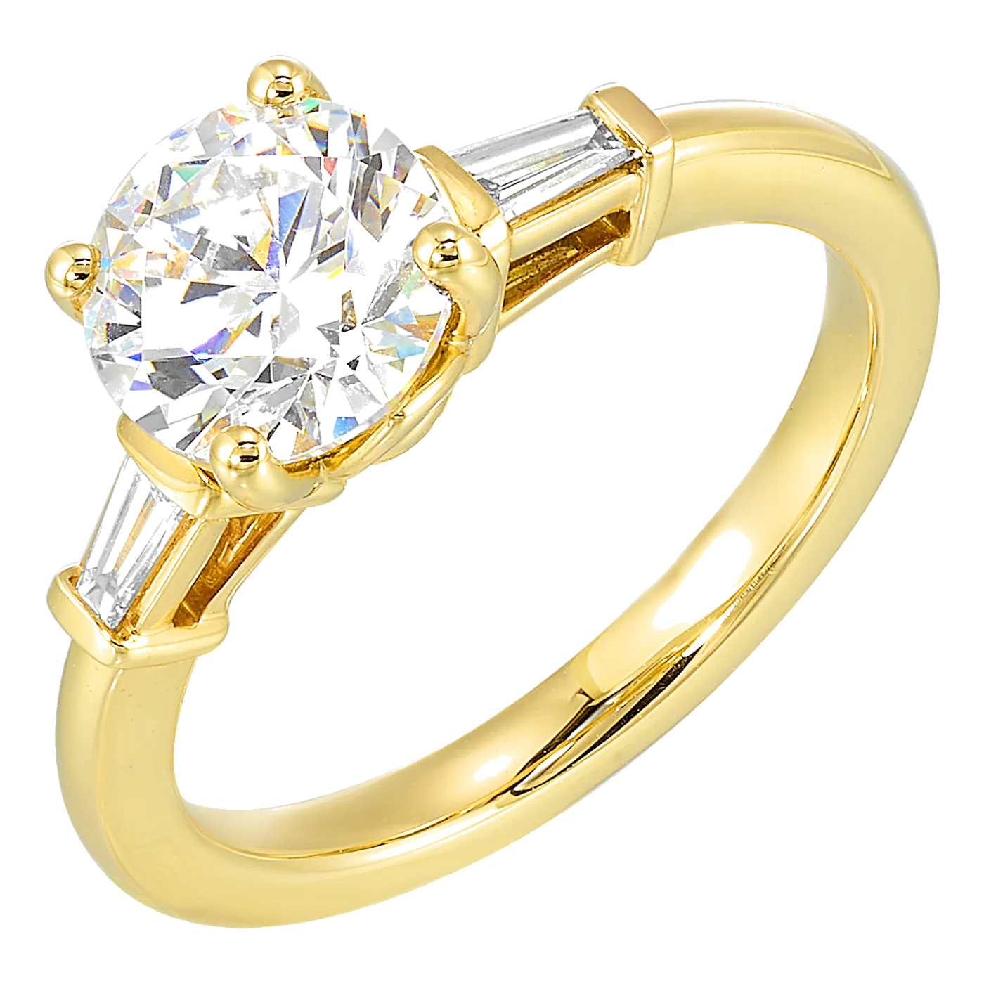 14Kt Yellow Gold Diamond 1/8Ctw 3 Stone Engagement Ring view 2