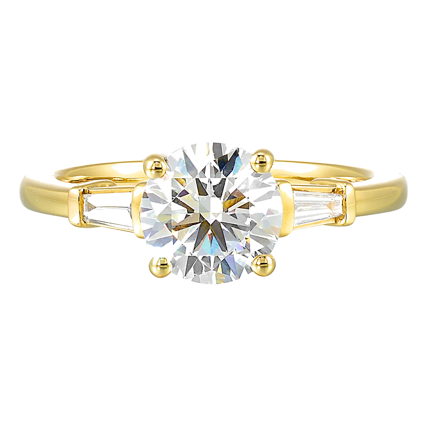 14Kt Yellow Gold Diamond 1/8Ctw 3 Stone Engagement Ring