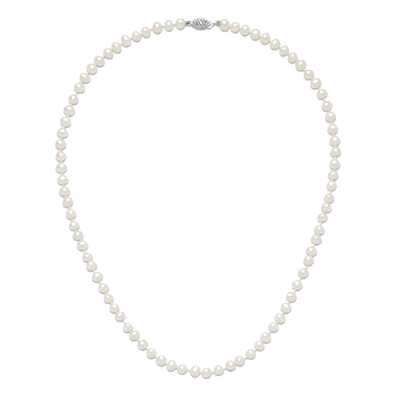 14k White Gold 5-6mm White Near Round Freshwater Cultured Pearl 18 inch Necklace