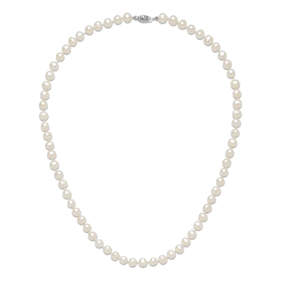 14k White Gold 6-7mm White Near Round Freshwater Cultured Pearl 18 inch Necklace