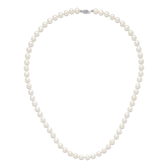 14k White Gold 7-8mm White Near Round Freshwater Cultured Pearl 20 inch Necklace