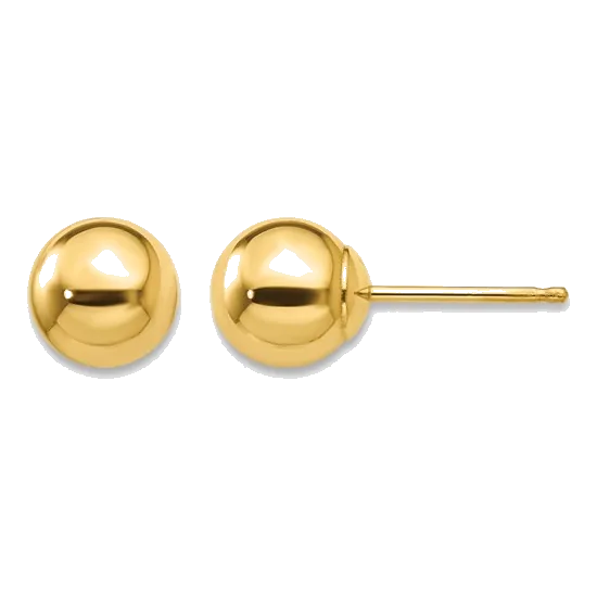 14Kt Yellow Gold 6mm Ball Earring