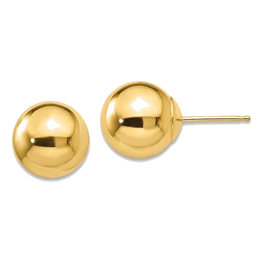 14Kt Yellow Gold 9mm Ball Earring