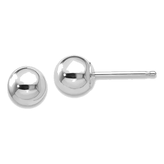 14K White Gold Polished 5mm Ball Post Earring
