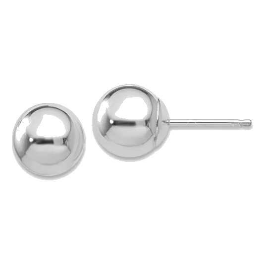 14K White Gold Polished 7mm Ball Post Earring