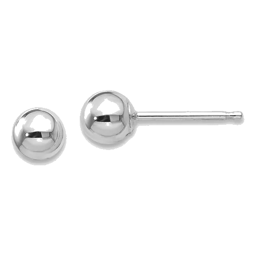 14Kt White Gold Button Earring