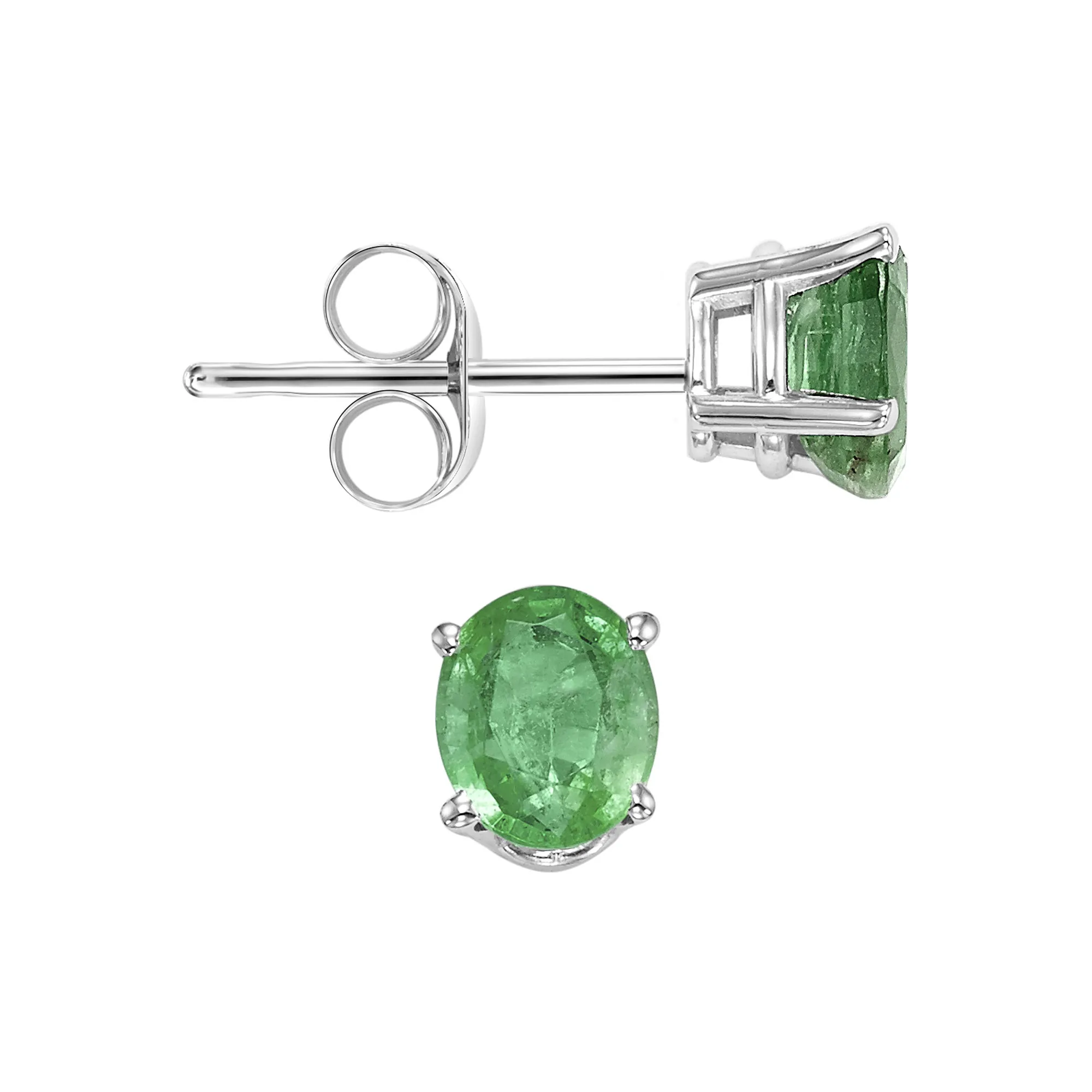 14Kt White Gold Emerald 7/8Ctw Earring