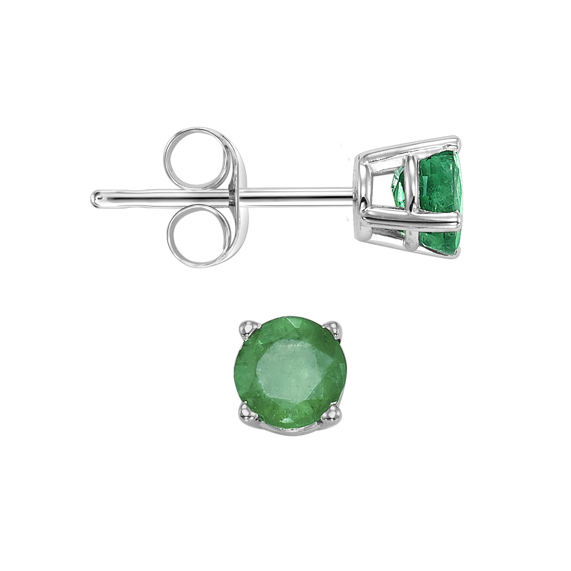 14Kt White Gold Emerald 7/8Ctw Earring