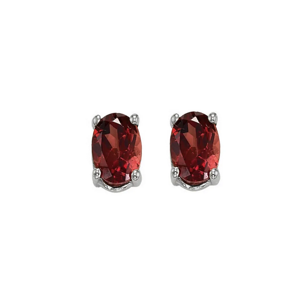 14Kt White Gold Garnet 1Ctw Earring view 2