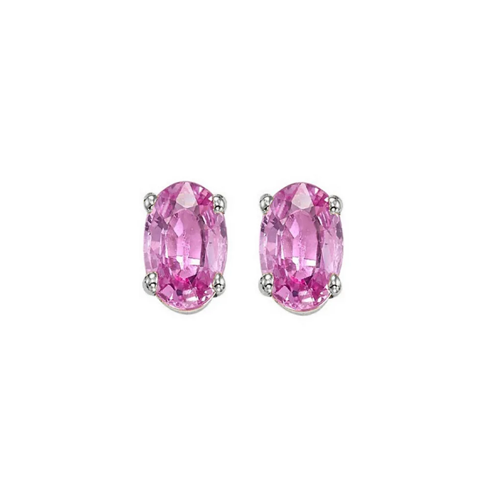 14Kt White Gold Pink Sapphire 1Ctw Earring view 2