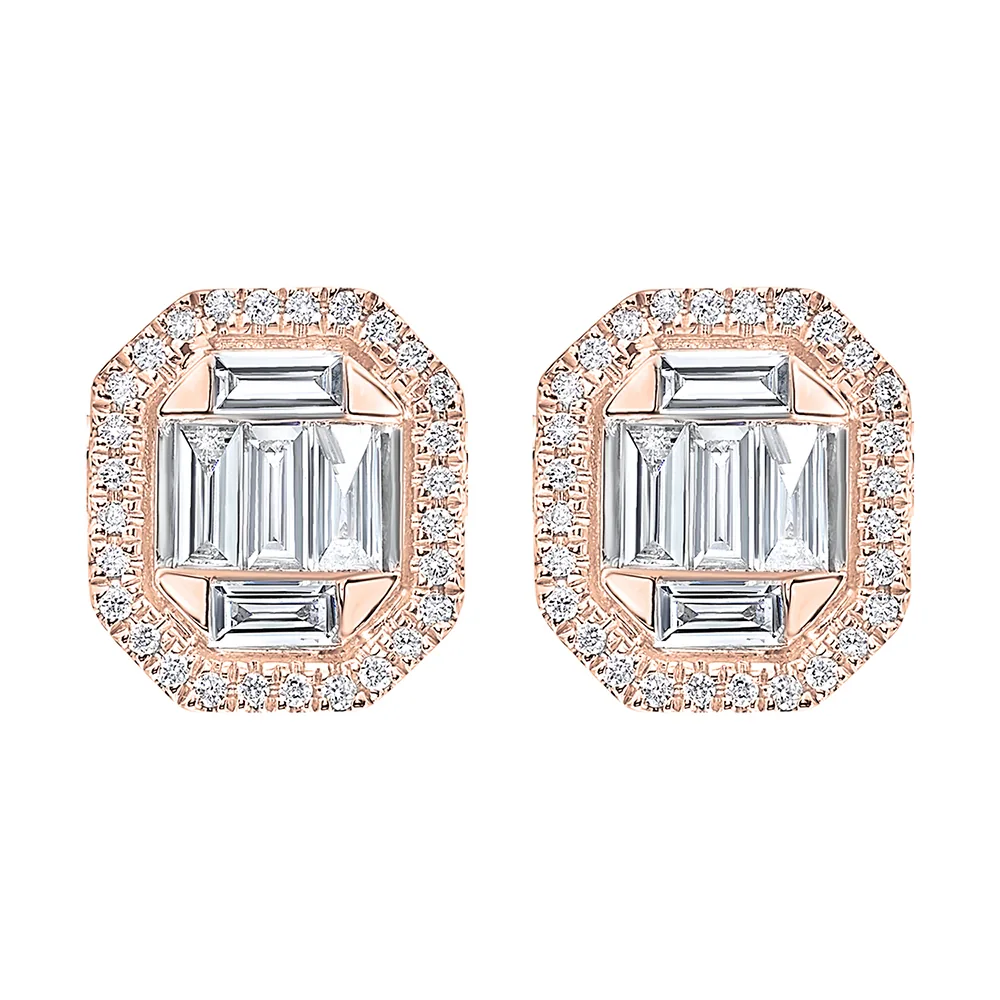 14Kt Rose Gold Diamond 3/4Ctw Earring