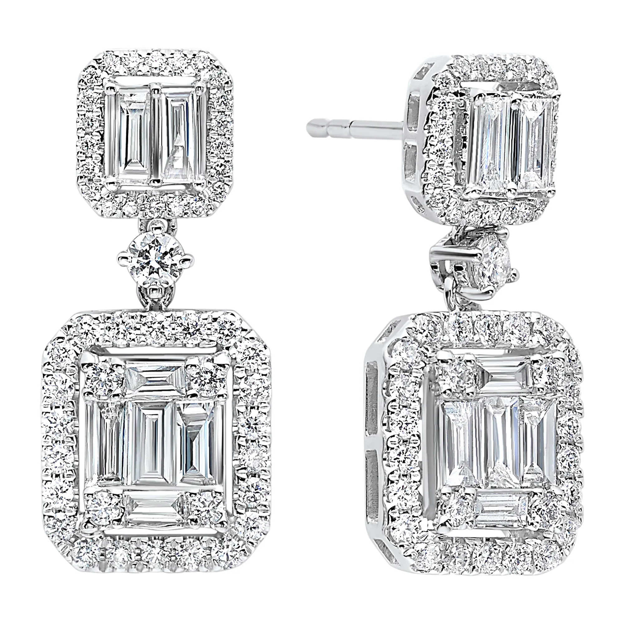14Kt White Gold Diamond 1 1/2Ctw Earring