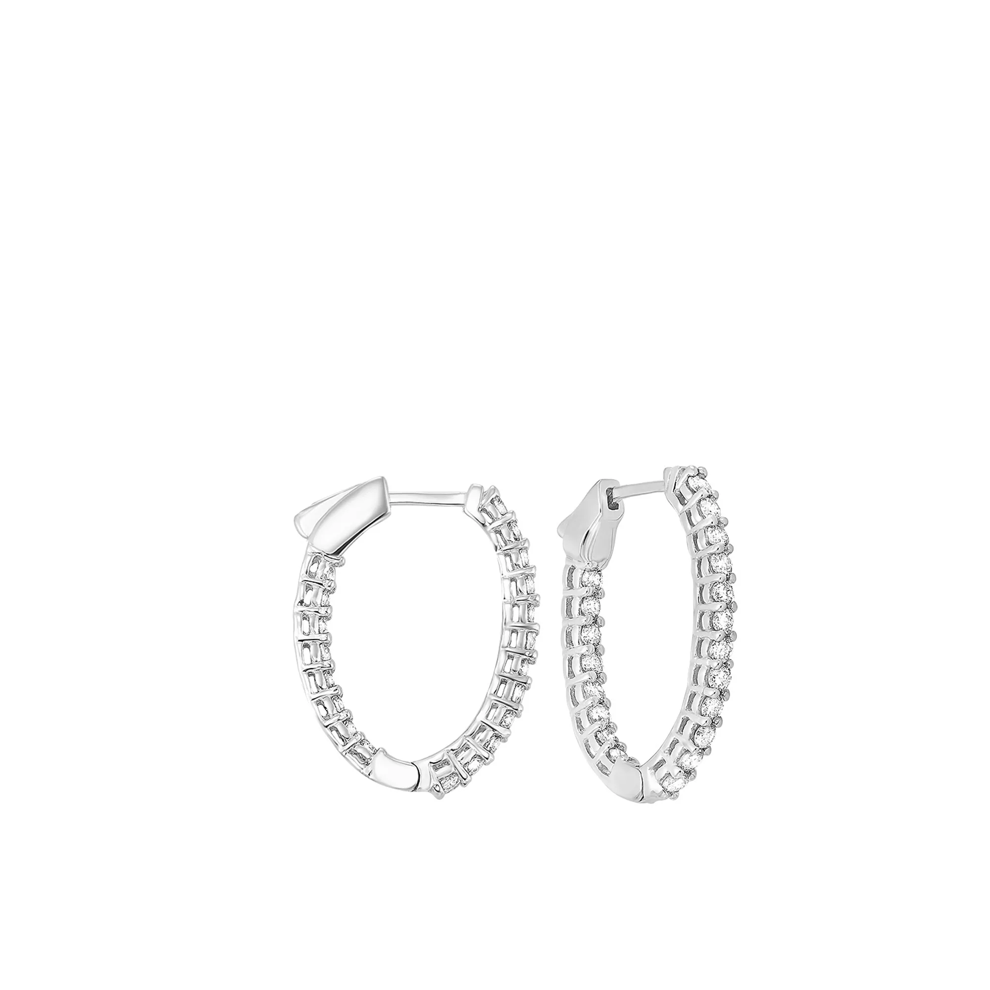 14Kt White Gold Diamond 1Ctw Earring (Oval Shape) view 2
