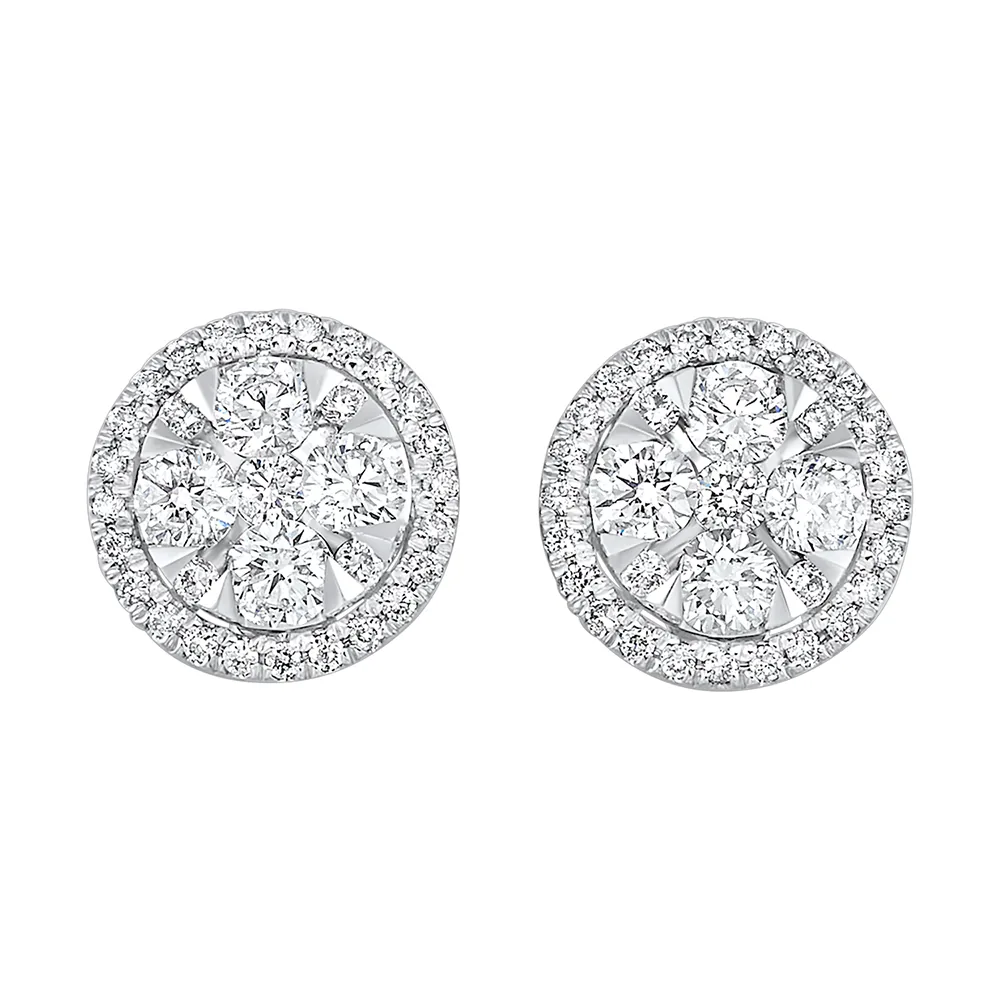 14Kt White Gold Diamond 1Ctw Earring