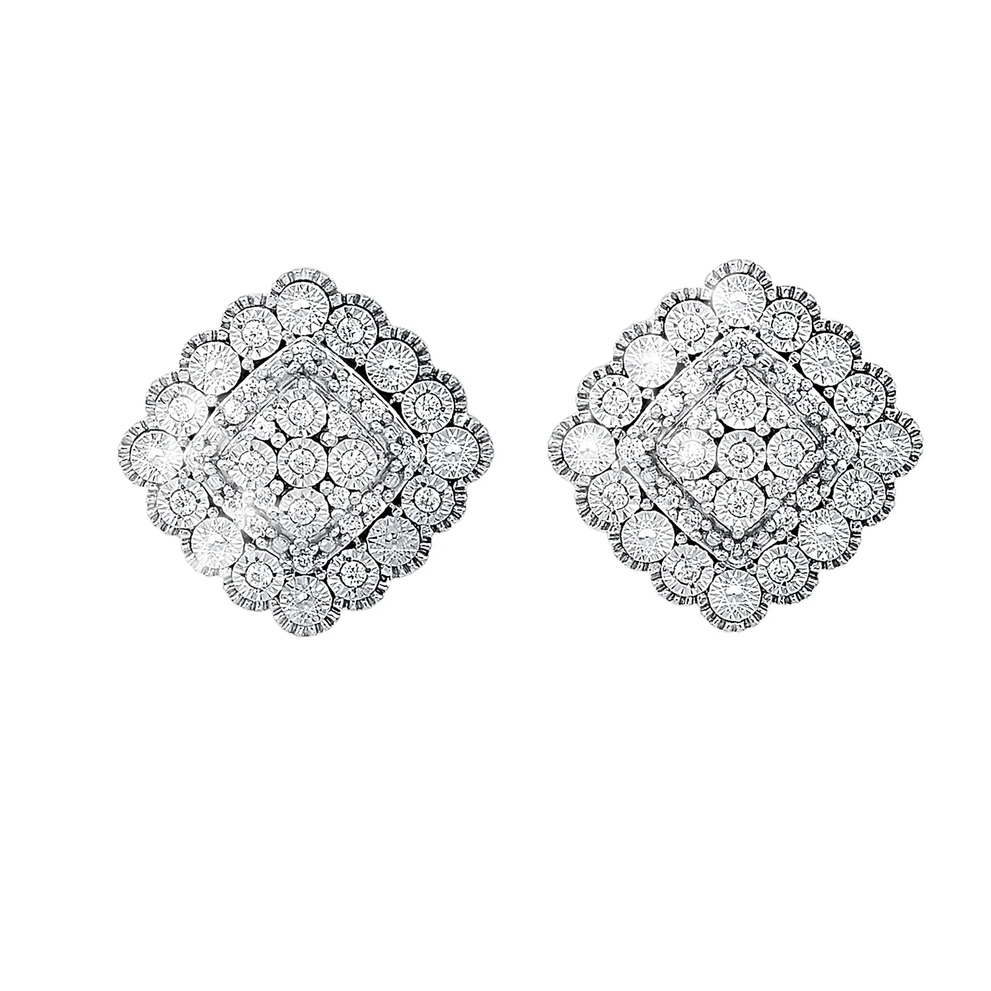 Silver Diamond 1/7Ctw Earring