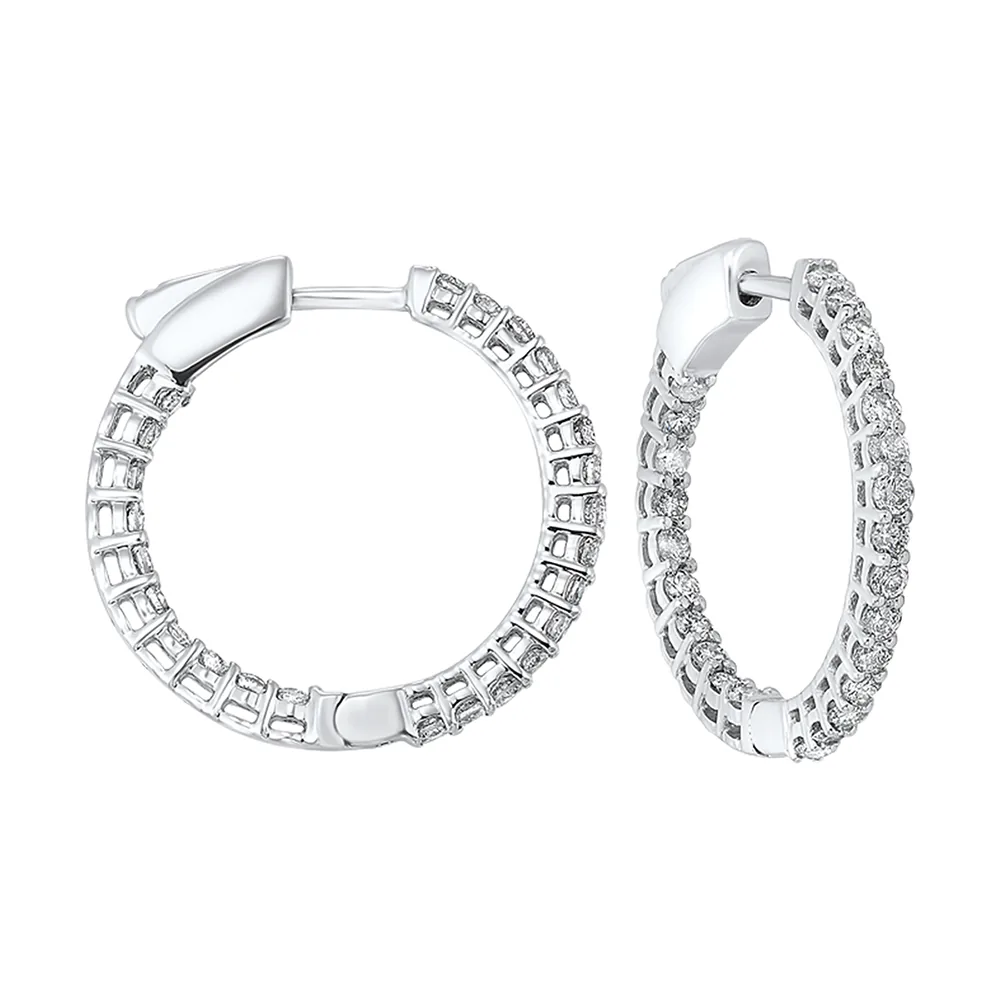14Kt White Gold Diamond 1Ctw Earring (Round Shape)