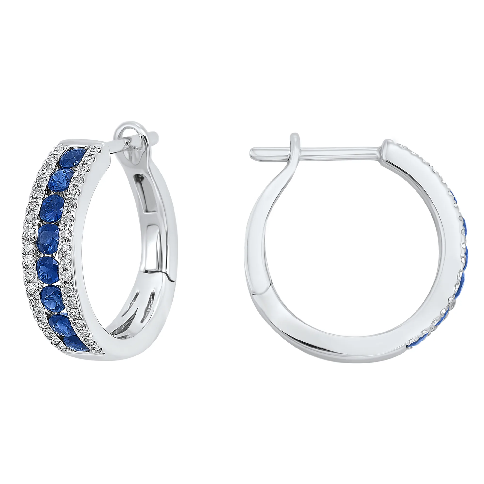 14Kt White Gold Diamond 1/5Ctw & Sapphire 7/8Ctw Earring
