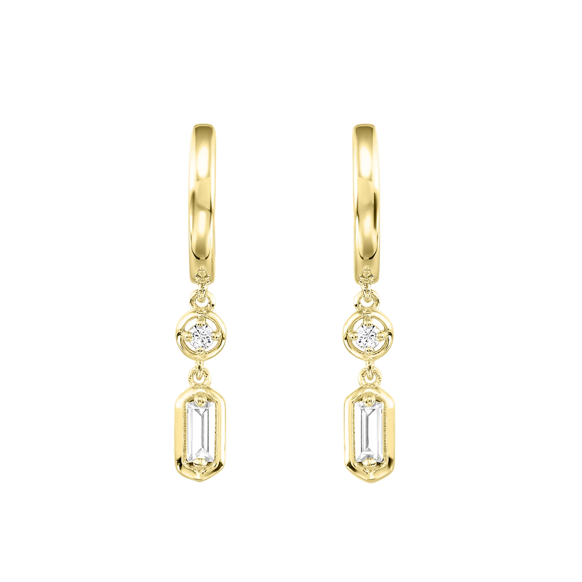 14KY diamond drop earrings, 1/7CTW-simple gold silhouette with geometric sparkle; exclusive deal pricing.