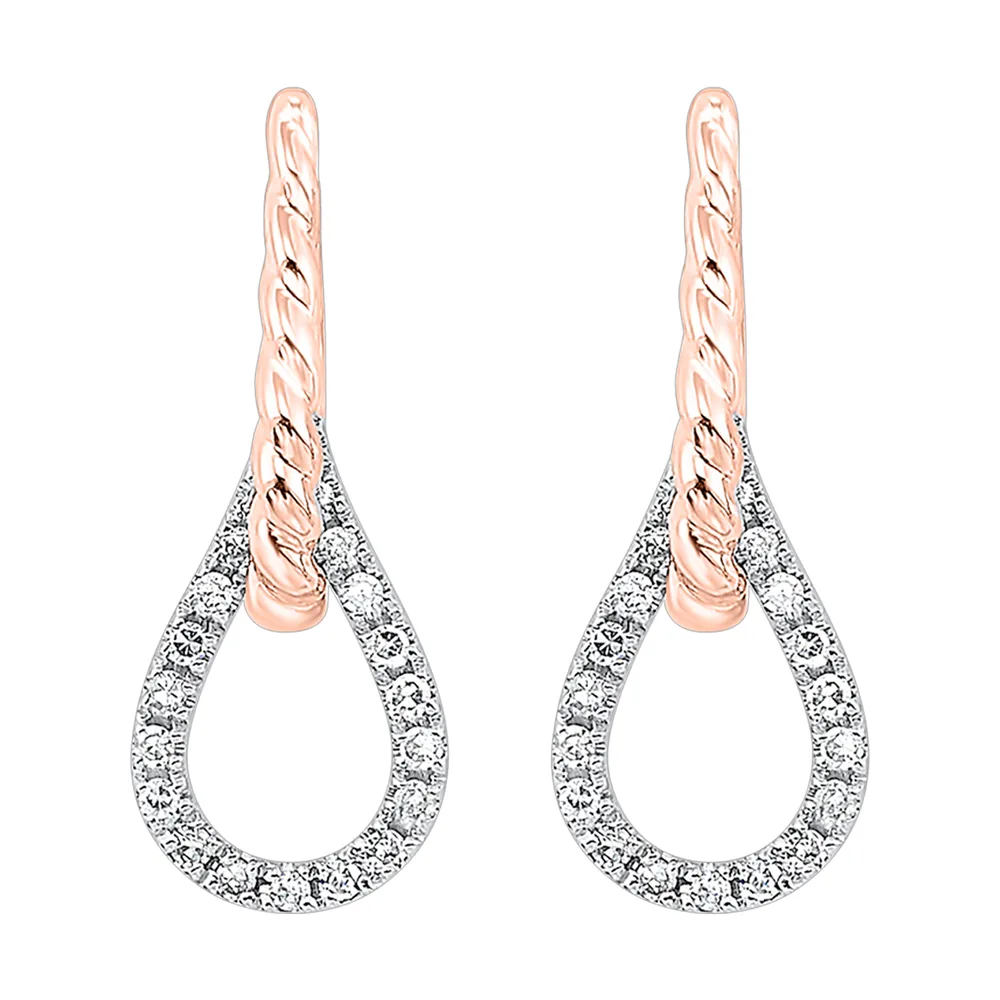 14Kt White Rose Gold Diamond 1/10Ctw Earring view 2