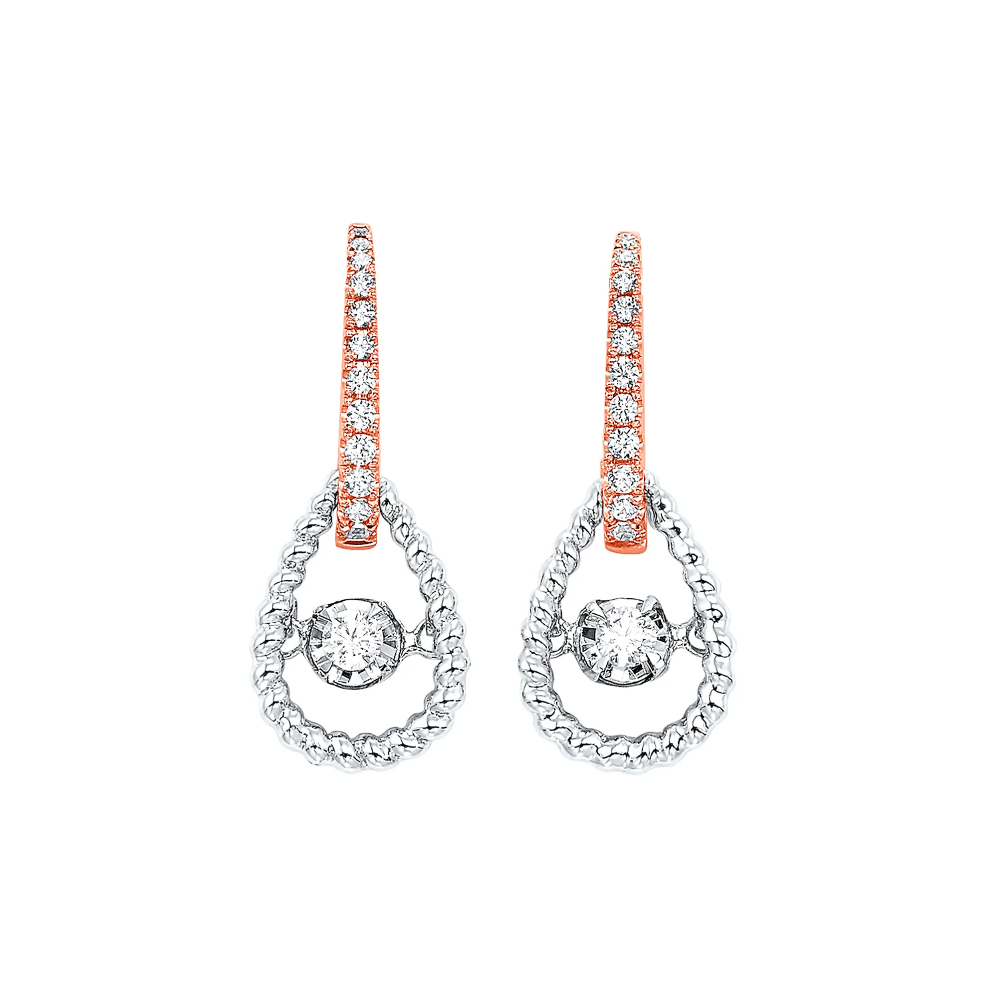 10Kt White Rose Gold Diamond 1/4Ctw Earring