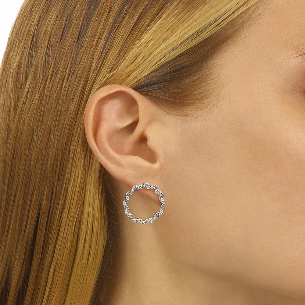 14Kt White Gold Diamond 1Ctw Earring view 2