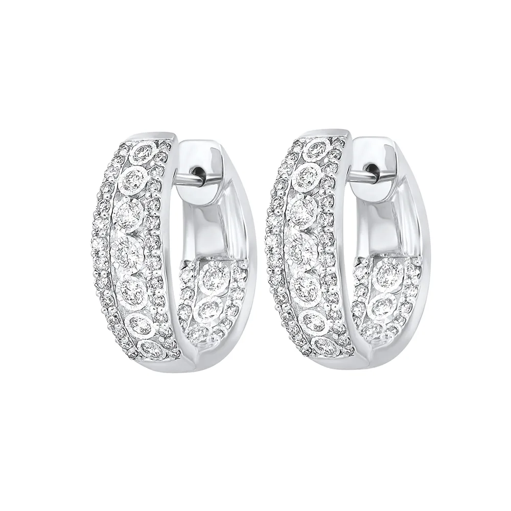 14KW diamond hoops, 1CTW lightweight brilliance and timeless design made to sell.