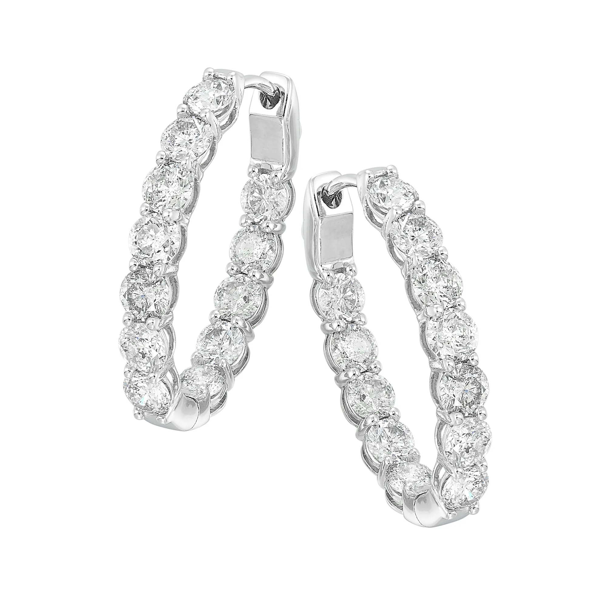 14Kt White Gold Diamond 7Ctw Earring (Oval Shape) view 2