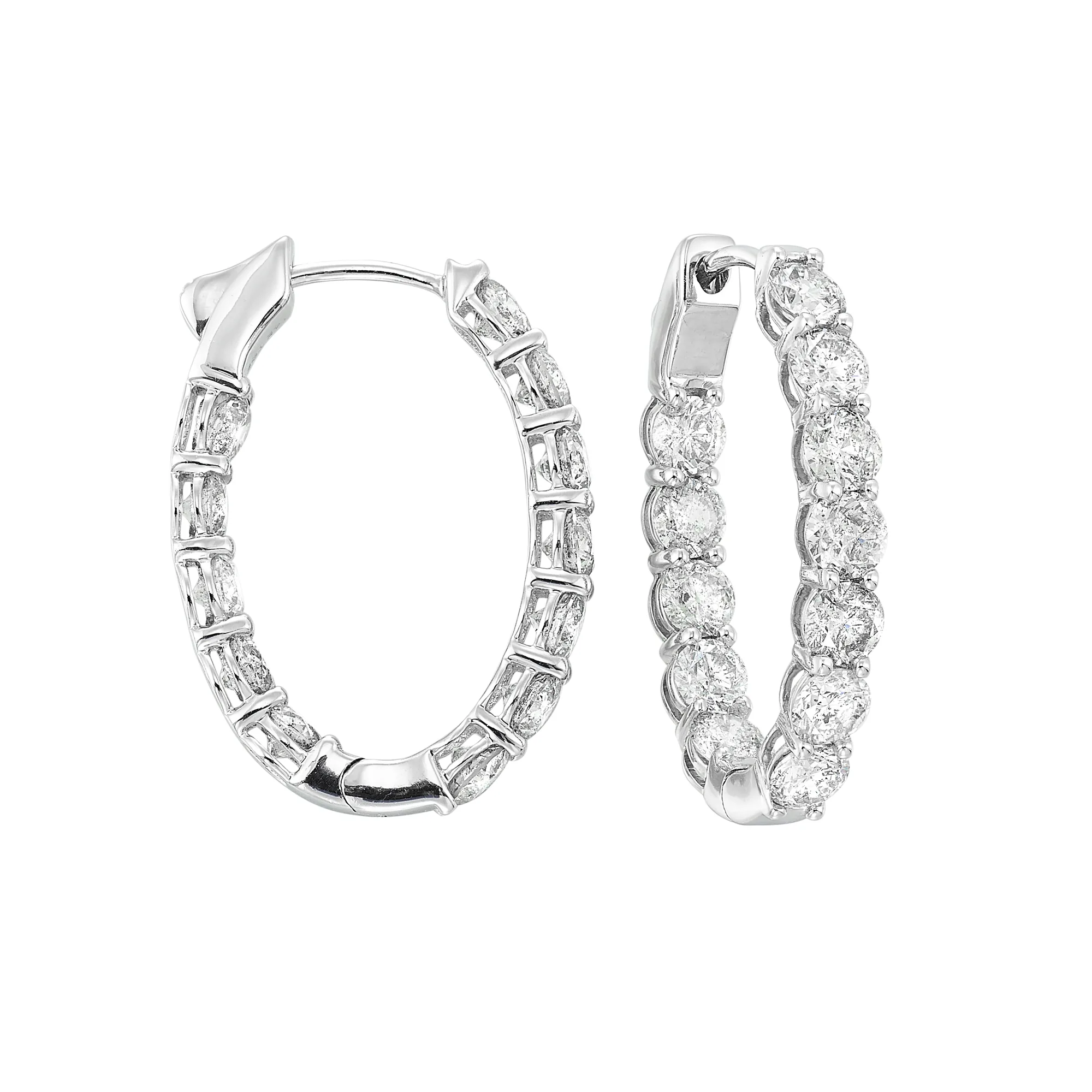 14Kt White Gold Diamond 7Ctw Earring (Oval Shape)
