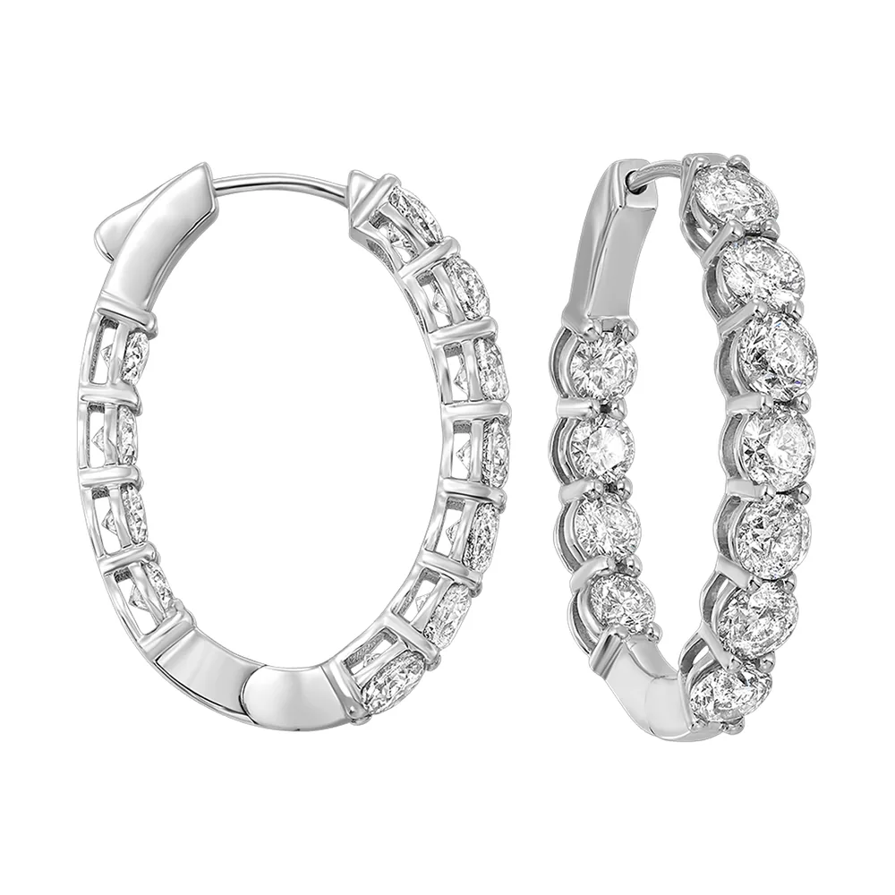 14Kt White Gold Diamond 10Ctw Earring (Oval Shape) view 2