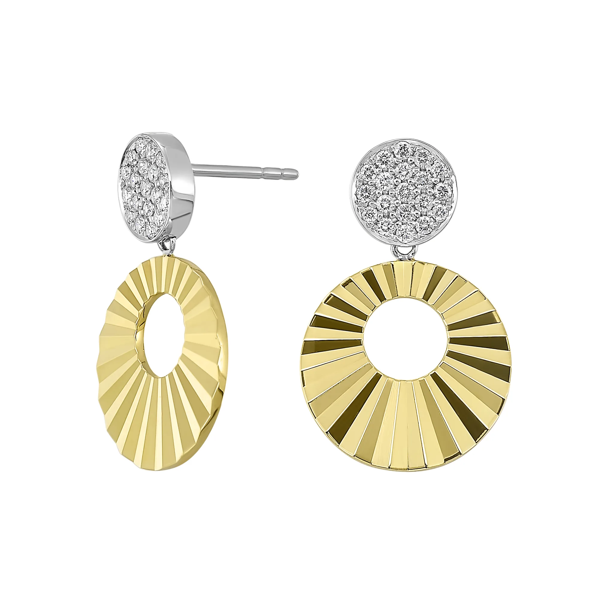 14Kt White Yellow Gold Diamond 1/3Ctw Earring