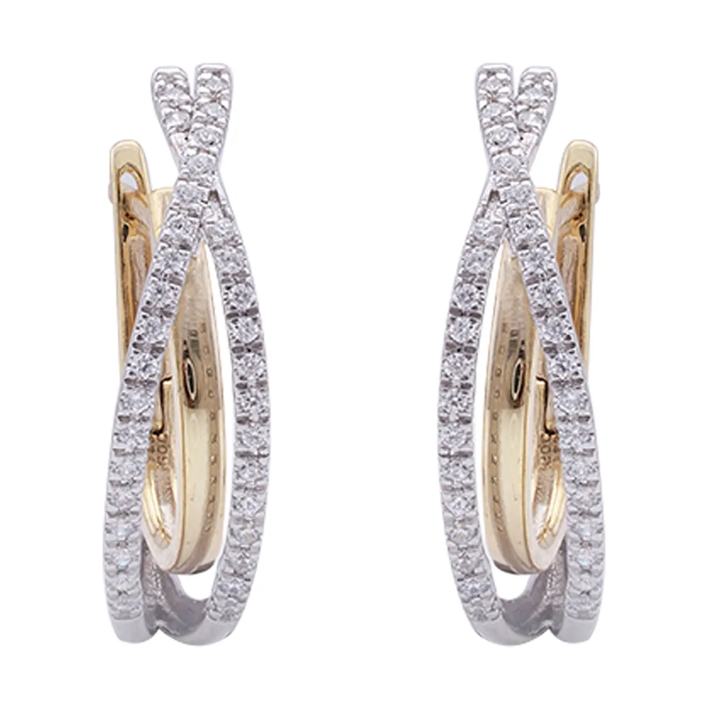 14Kt White Yellow Gold Diamond 1/4Ctw Earring