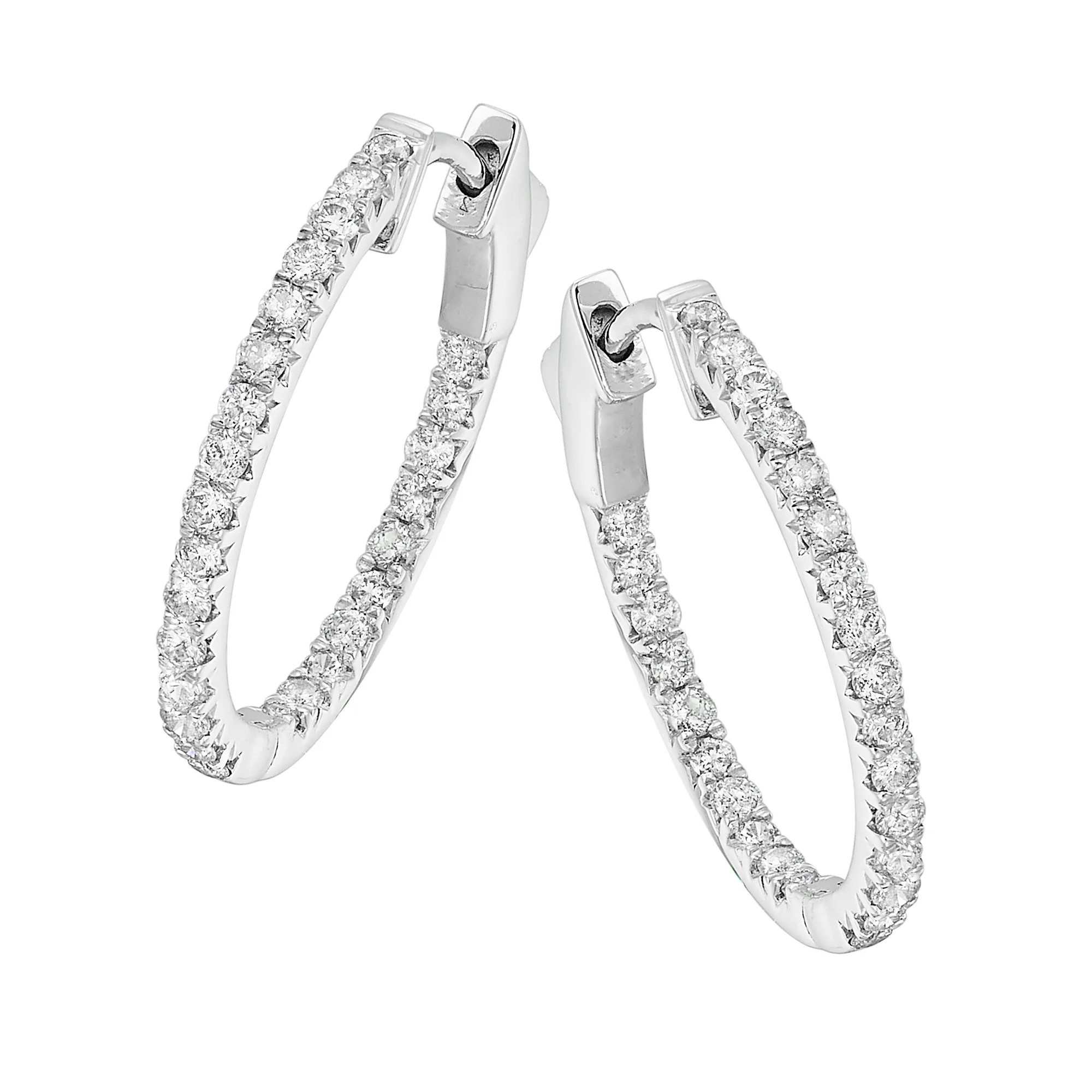 14Kt White Gold Diamond 1Ctw Earring (Oval Shape) view 2