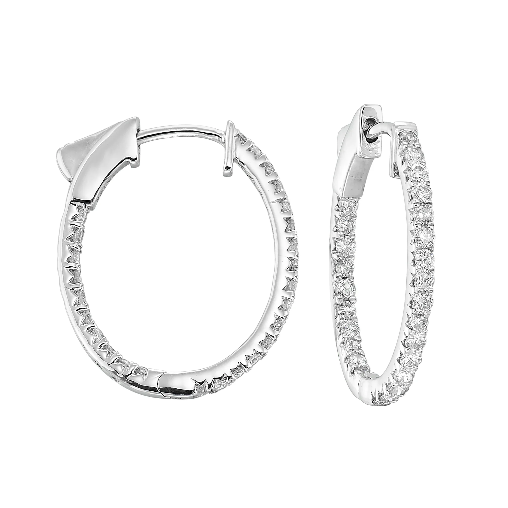 14Kt White Gold Diamond 1Ctw Earring (Oval Shape)