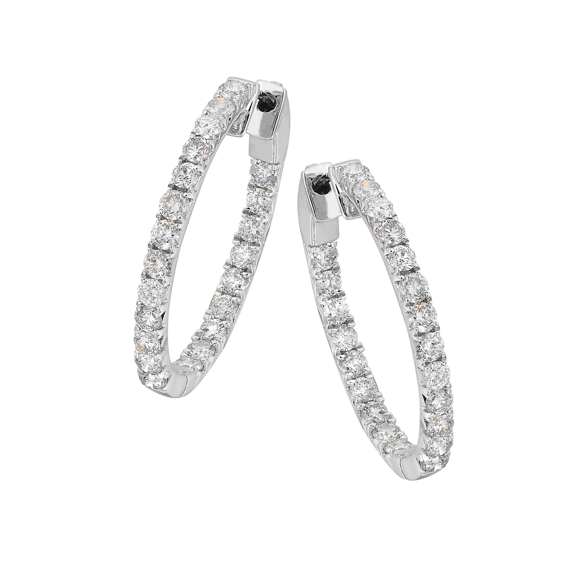 14Kt White Gold Diamond 3Ctw Earring (Oval Shape) view 2