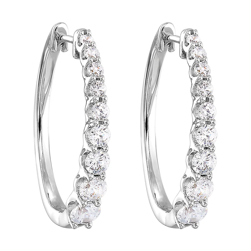 14Kt White Gold Diamond 1 1/2Ctw Earring