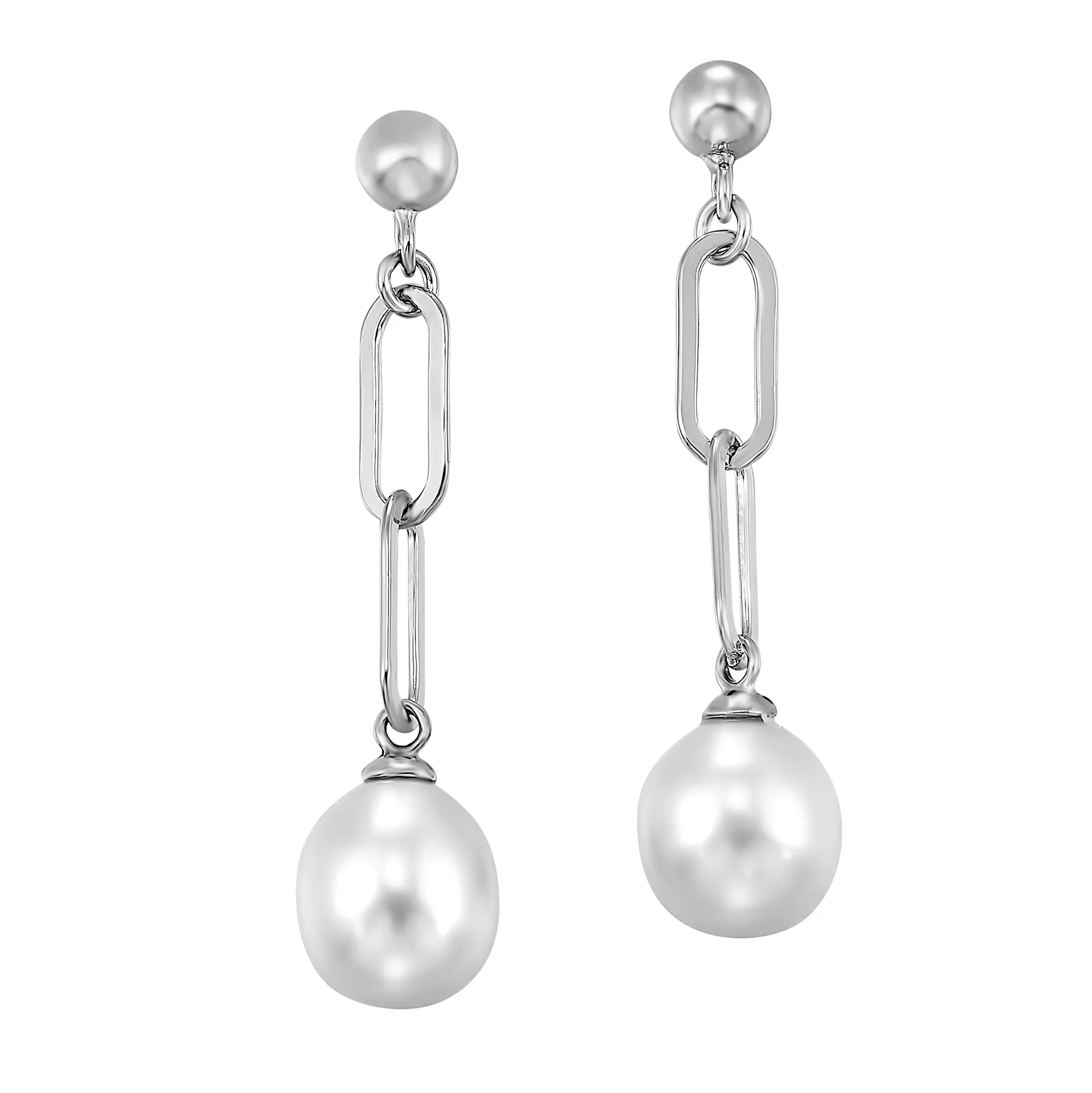 Silver White Pearl Earring