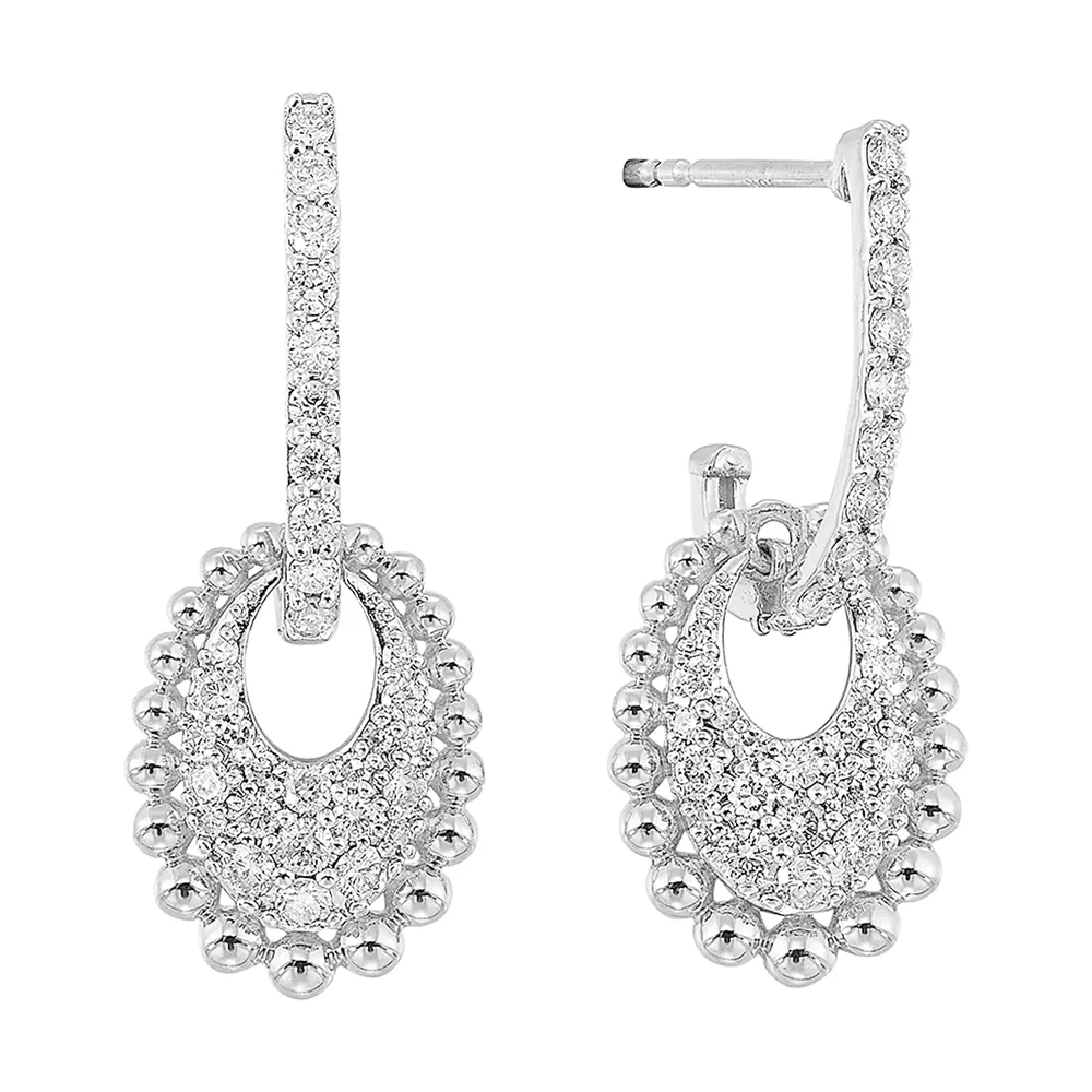 10Kt White Gold Diamond 3/4Ctw Earring