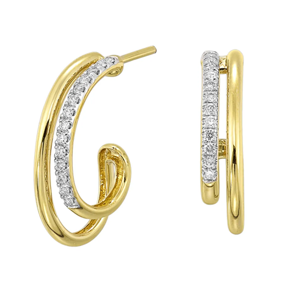 14Kt Yellow Gold Daimond 1/4Ctw Earring