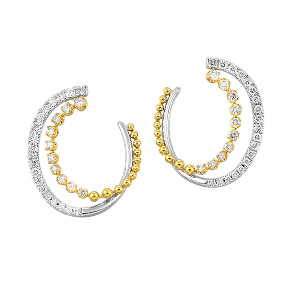 14Kt White Yellow Gold Diamond 1/2Ctw Earring