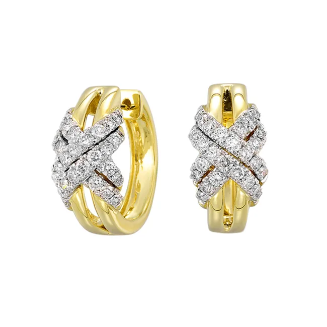 14Kt White Yellow Gold Diamond 1 1/10Ctw Earring
