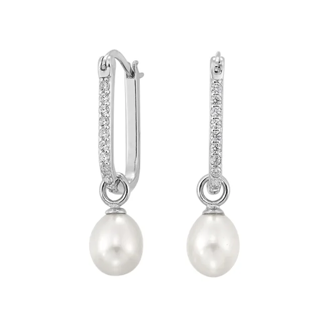 Silver White Pearl Earring
